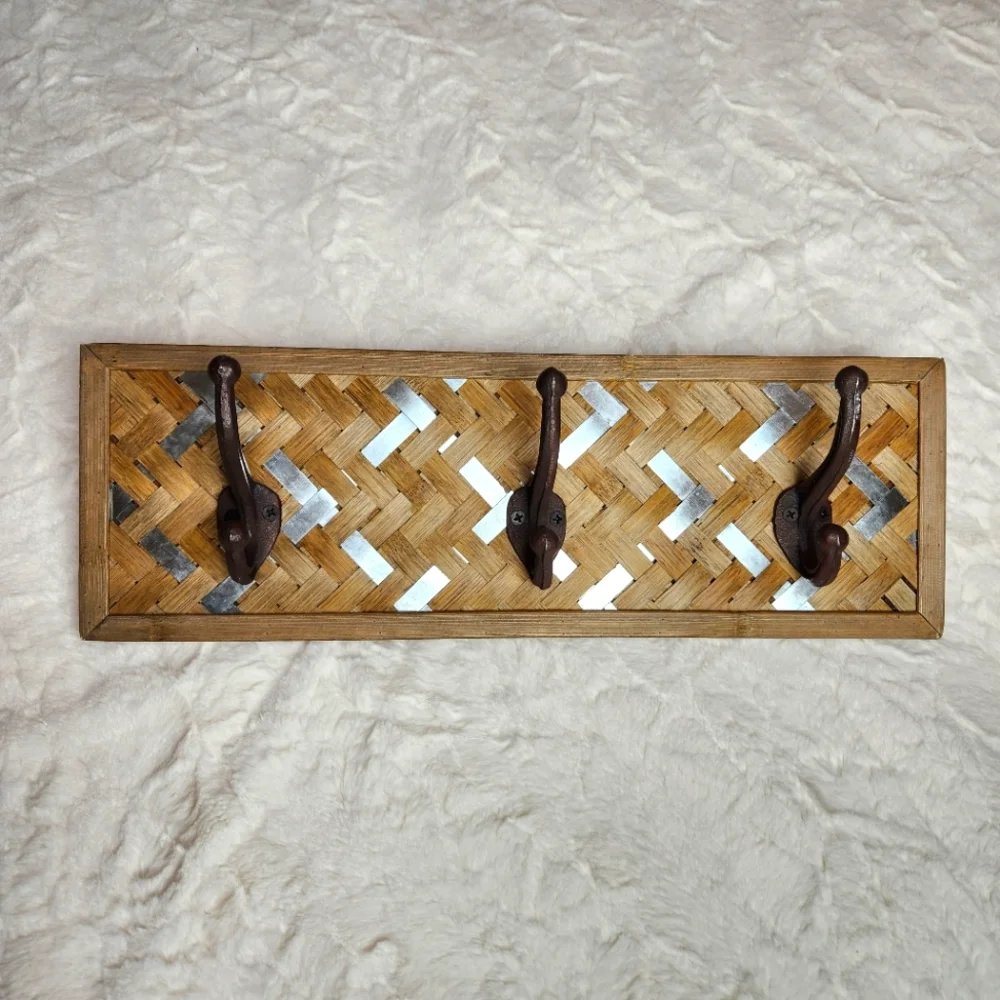 Wooden Woven Farmhouse Coat Rack